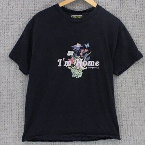 Locals Only Shirt Mens Black Short Sleeve Crewneck Floral Graphic Logo Large L